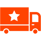 Orange truck icon with star