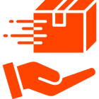 Fast delivery icon with package and hand